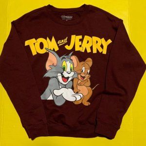 Tom and jerry graphic burgundy graphic sweater !